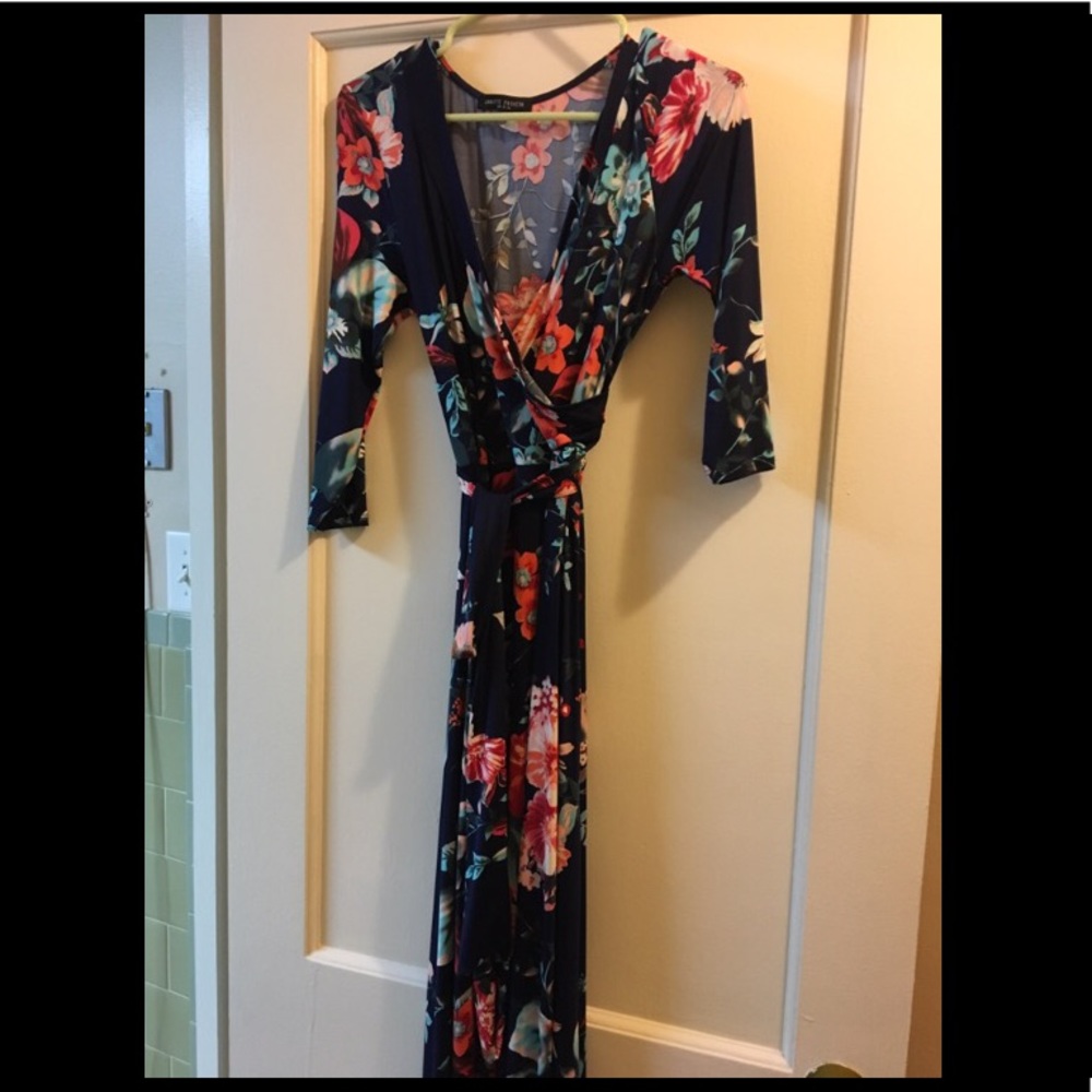 Floral maxi faux wrap dress